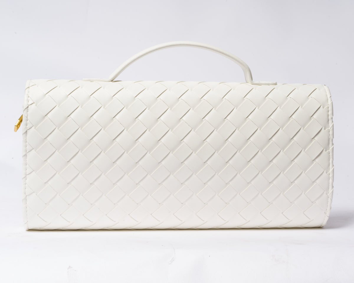 Borsa a mano in ecopelle con tracolla interna - Bianca