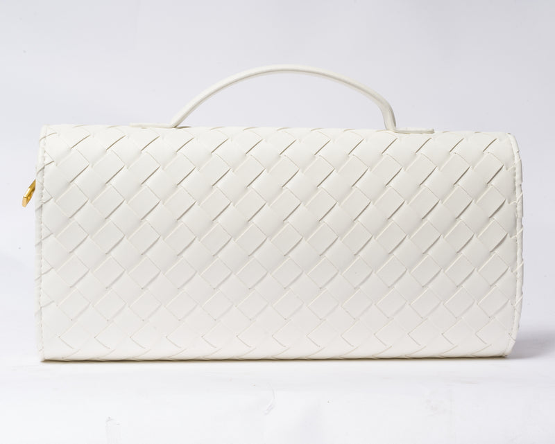 Borsa a mano in ecopelle con tracolla interna - Bianca
