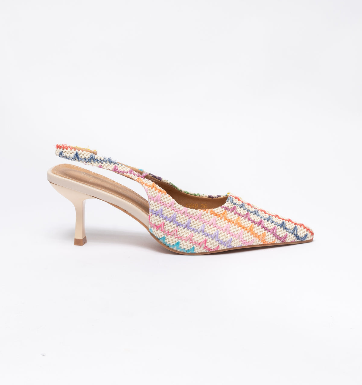 Slingback in tessuto con cinturino elastico - multicolor