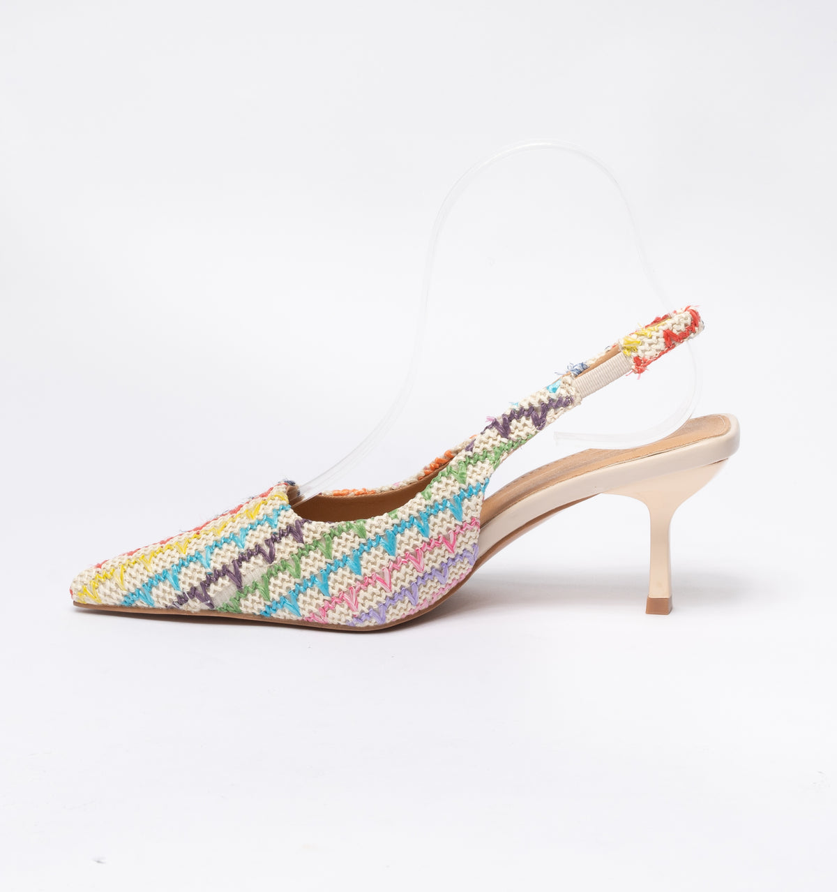 Slingback in tessuto con cinturino elastico - multicolor