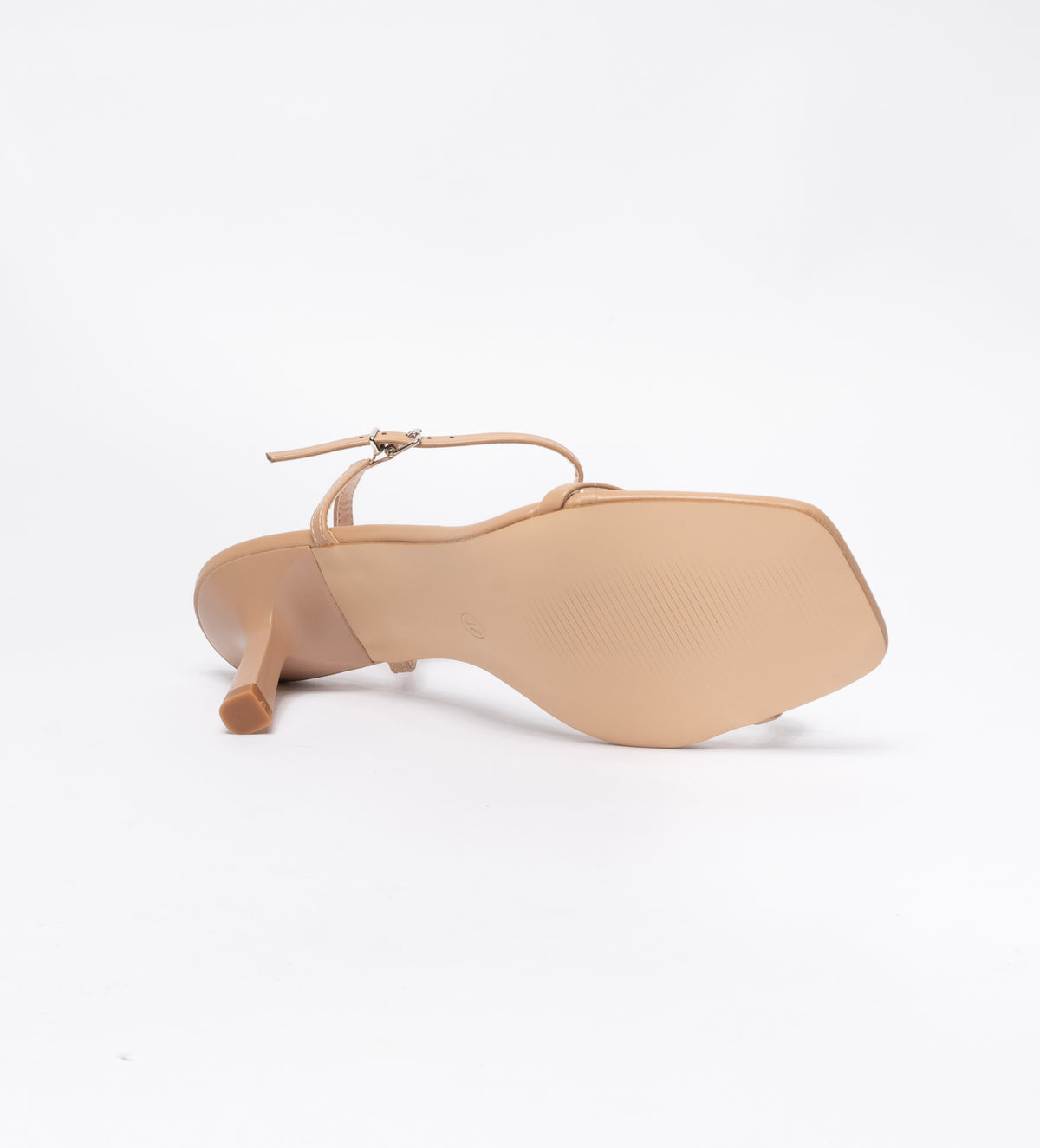 Sandalo in ecopelle con cinturino alla caviglia-Beige