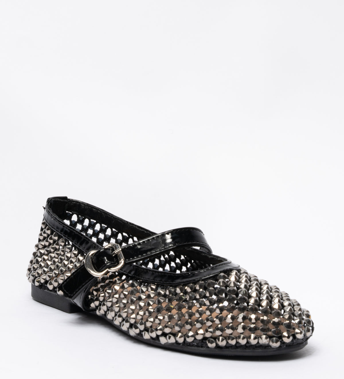 Ballerine a rete con Strass Argento -Nero