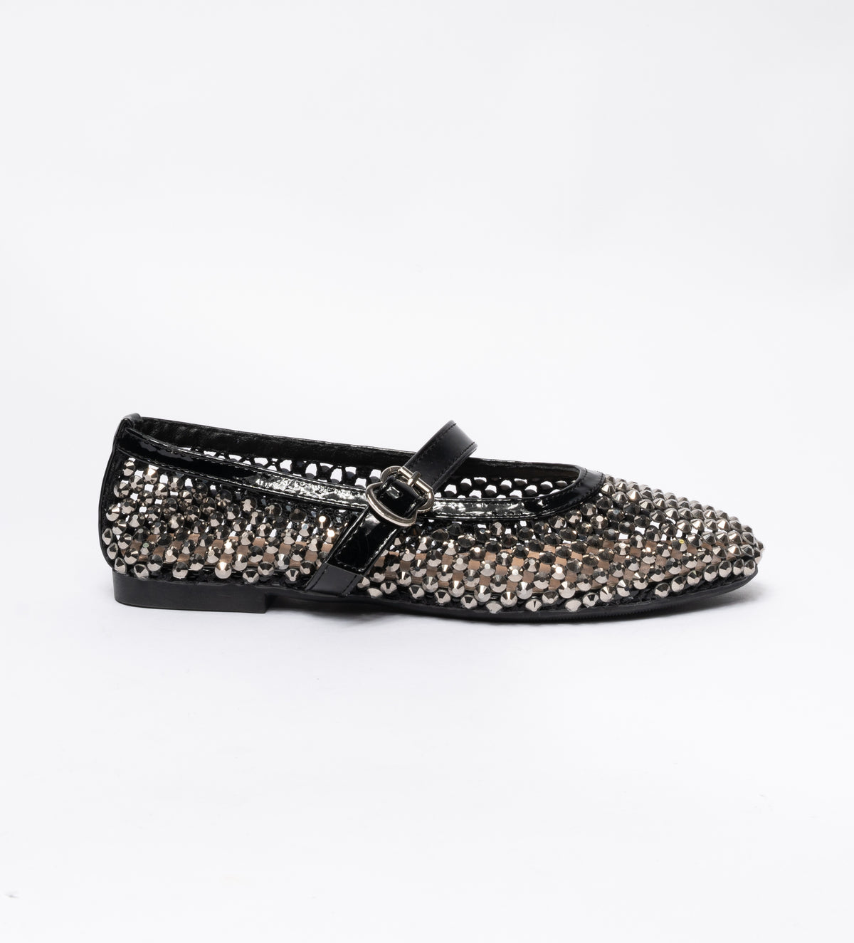 Ballerine a rete con Strass Argento -Nero
