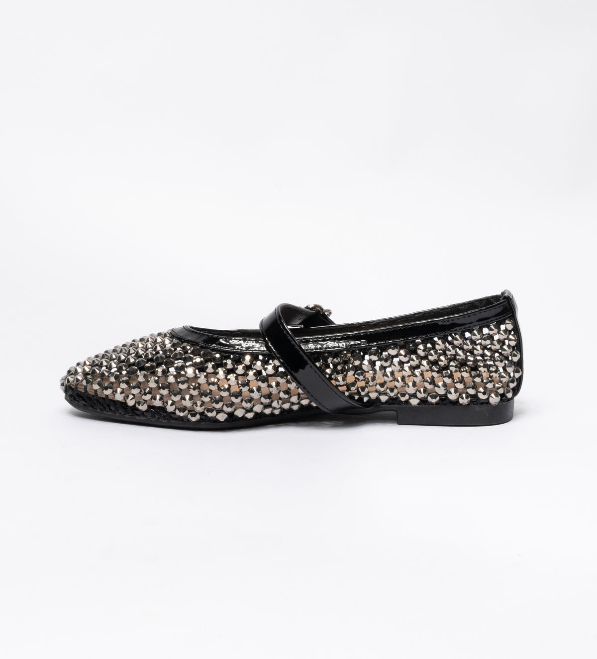 Ballerine a rete con Strass Argento -Nero