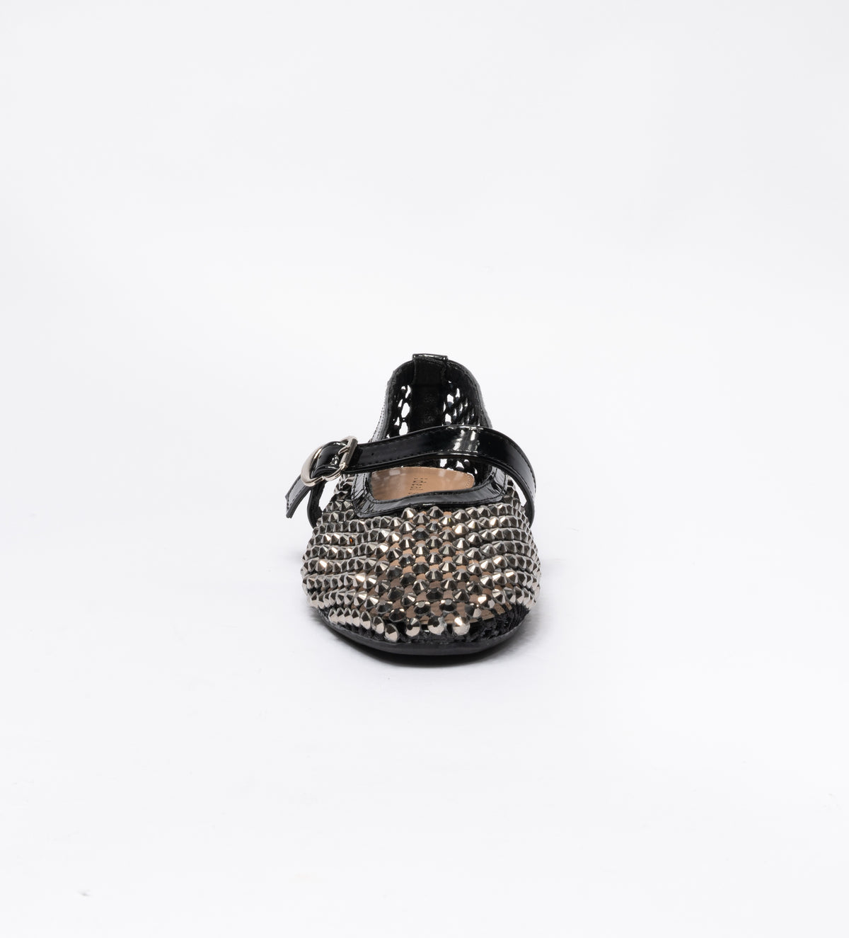 Ballerine a rete con Strass Argento -Nero
