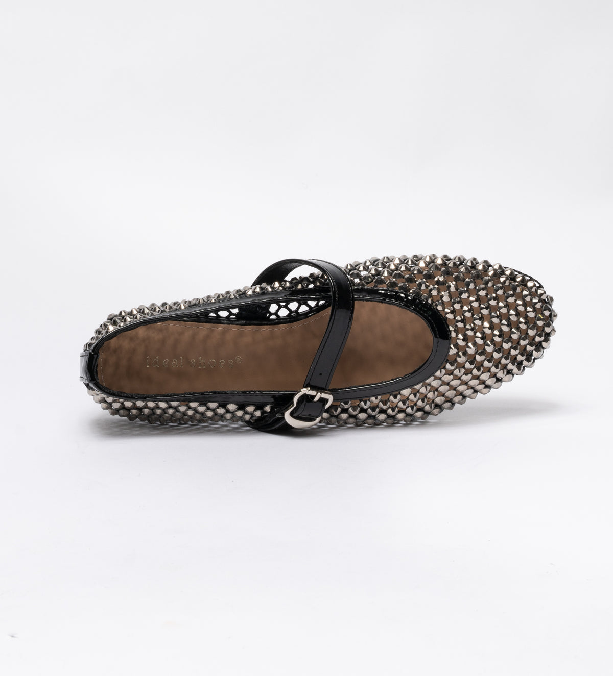 Ballerine a rete con Strass Argento -Nero