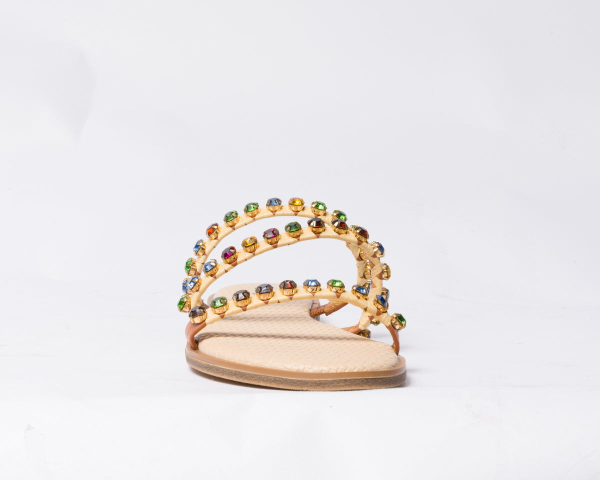 Ciabattina con fasce e brillantini - Multicolor