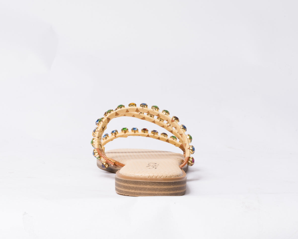 Ciabattina con fasce e brillantini - Multicolor