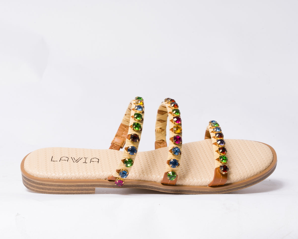 Ciabattina con fasce e brillantini - Multicolor