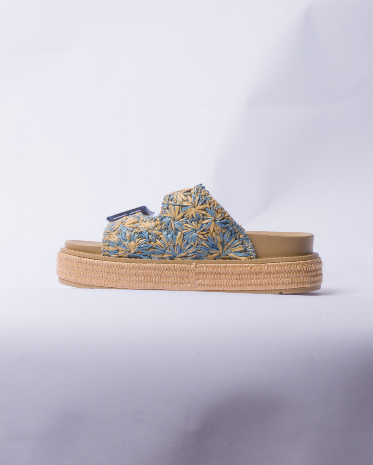 Sandalo con zeppa e doppia fascia - Blu