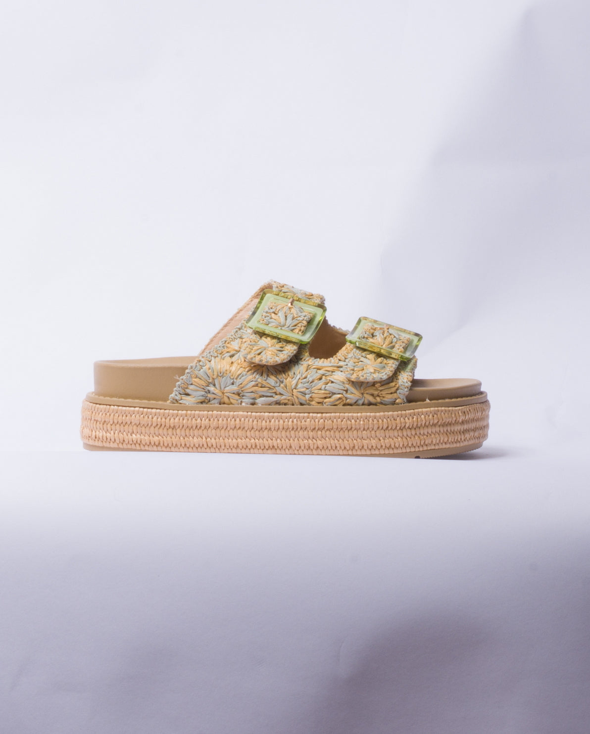 Sandalo con zeppa e doppia fascia - Verde