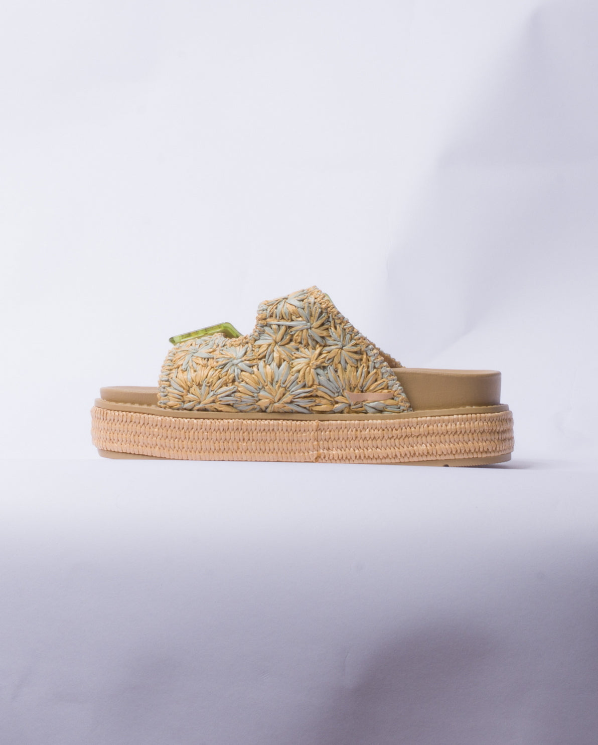 Sandalo con zeppa e doppia fascia - Verde