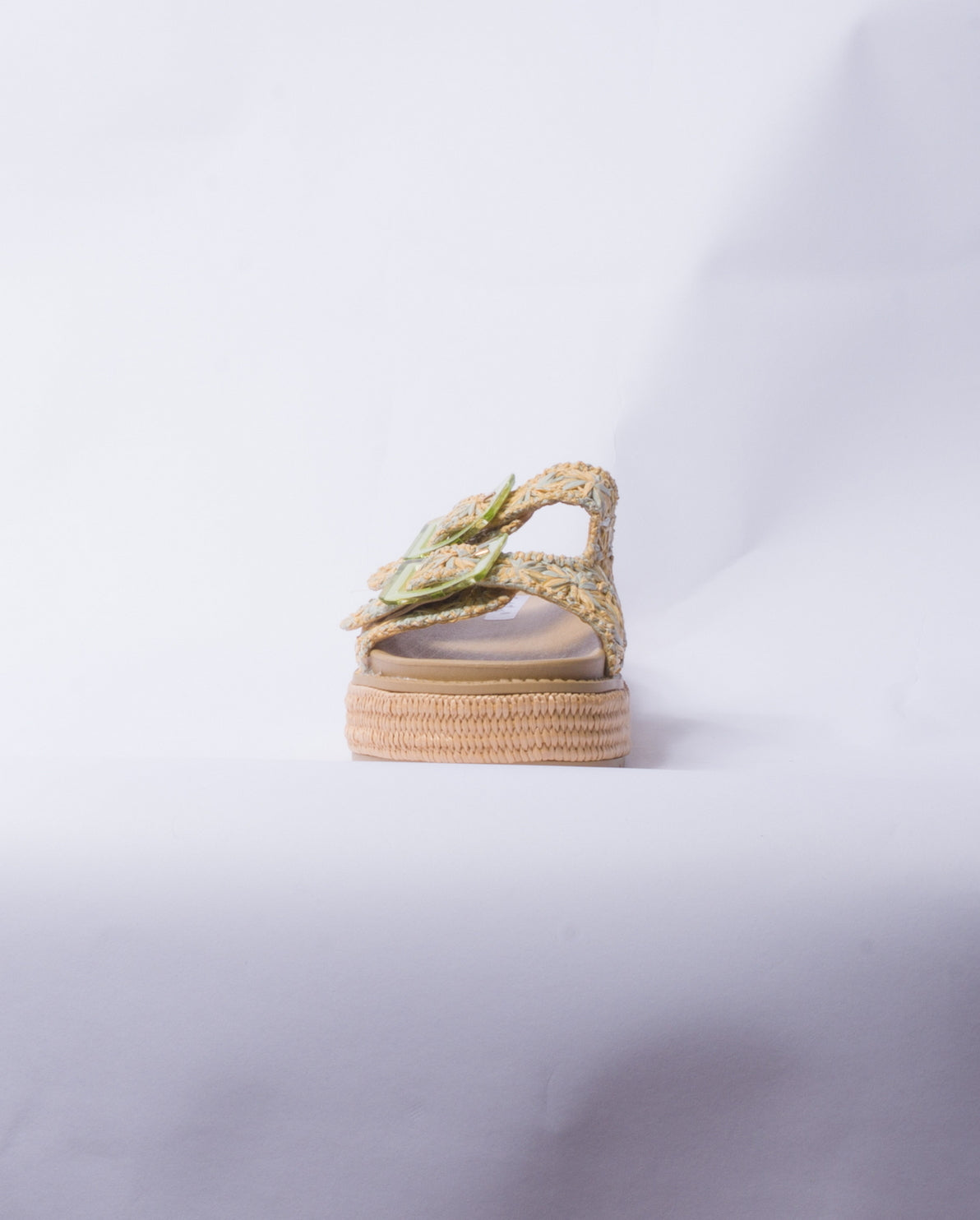 Sandalo con zeppa e doppia fascia - Verde
