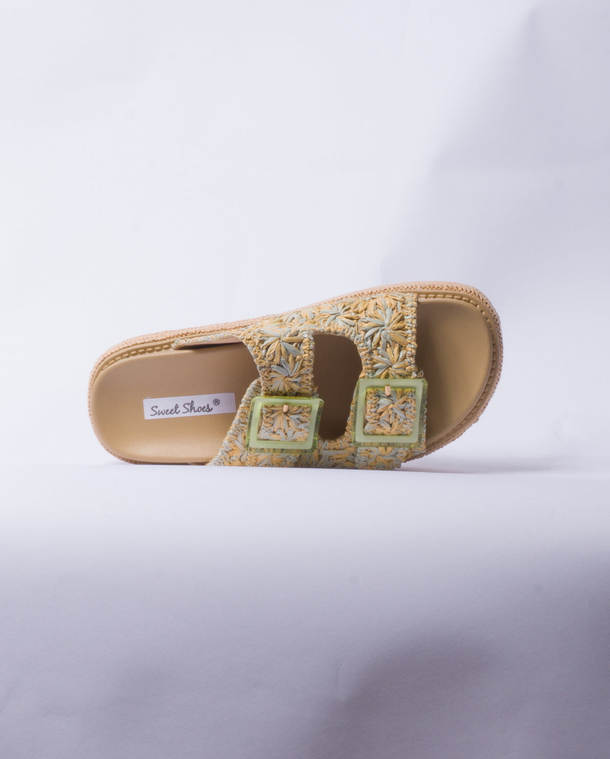 Sandalo con zeppa e doppia fascia - Verde