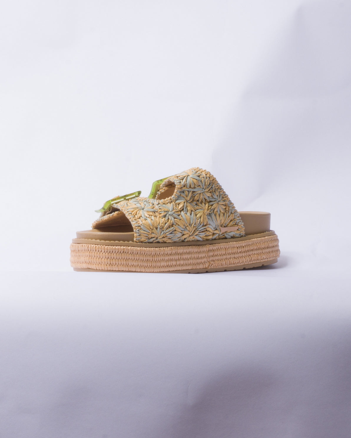 Sandalo con zeppa e doppia fascia - Verde