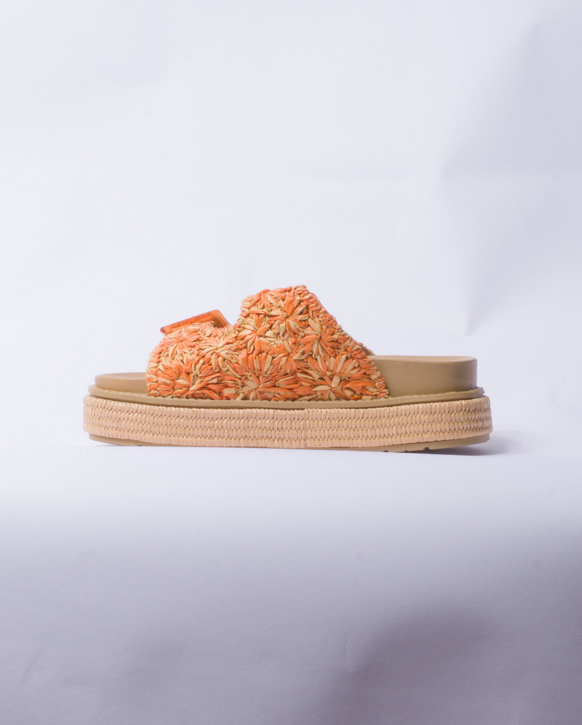 Sandalo con zeppa e doppia fascia - Arancio