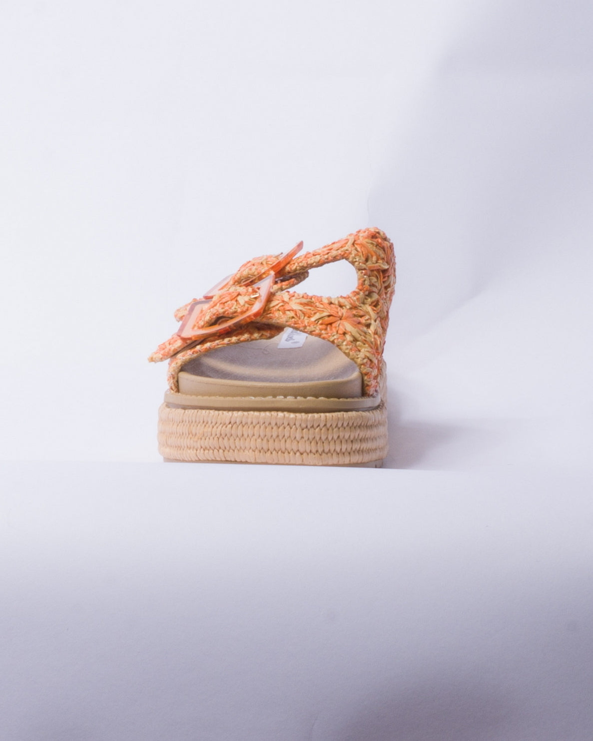 Sandalo con zeppa e doppia fascia - Arancio