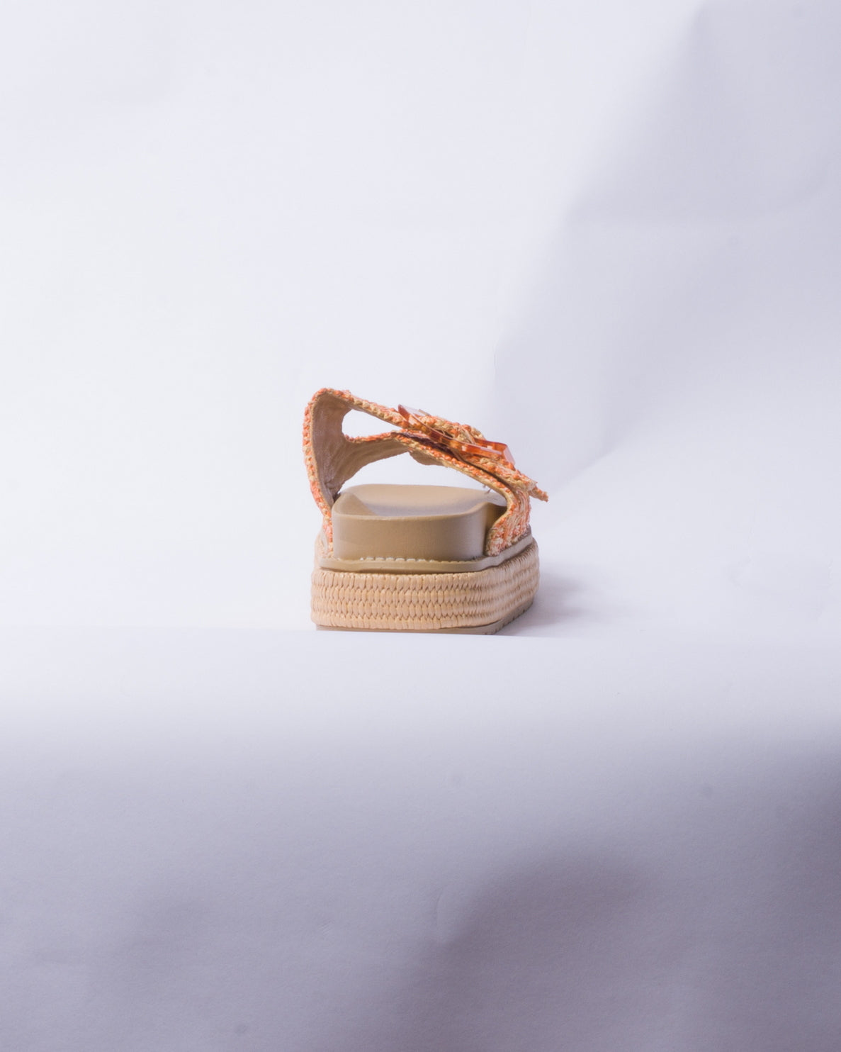 Sandalo con zeppa e doppia fascia - Arancio