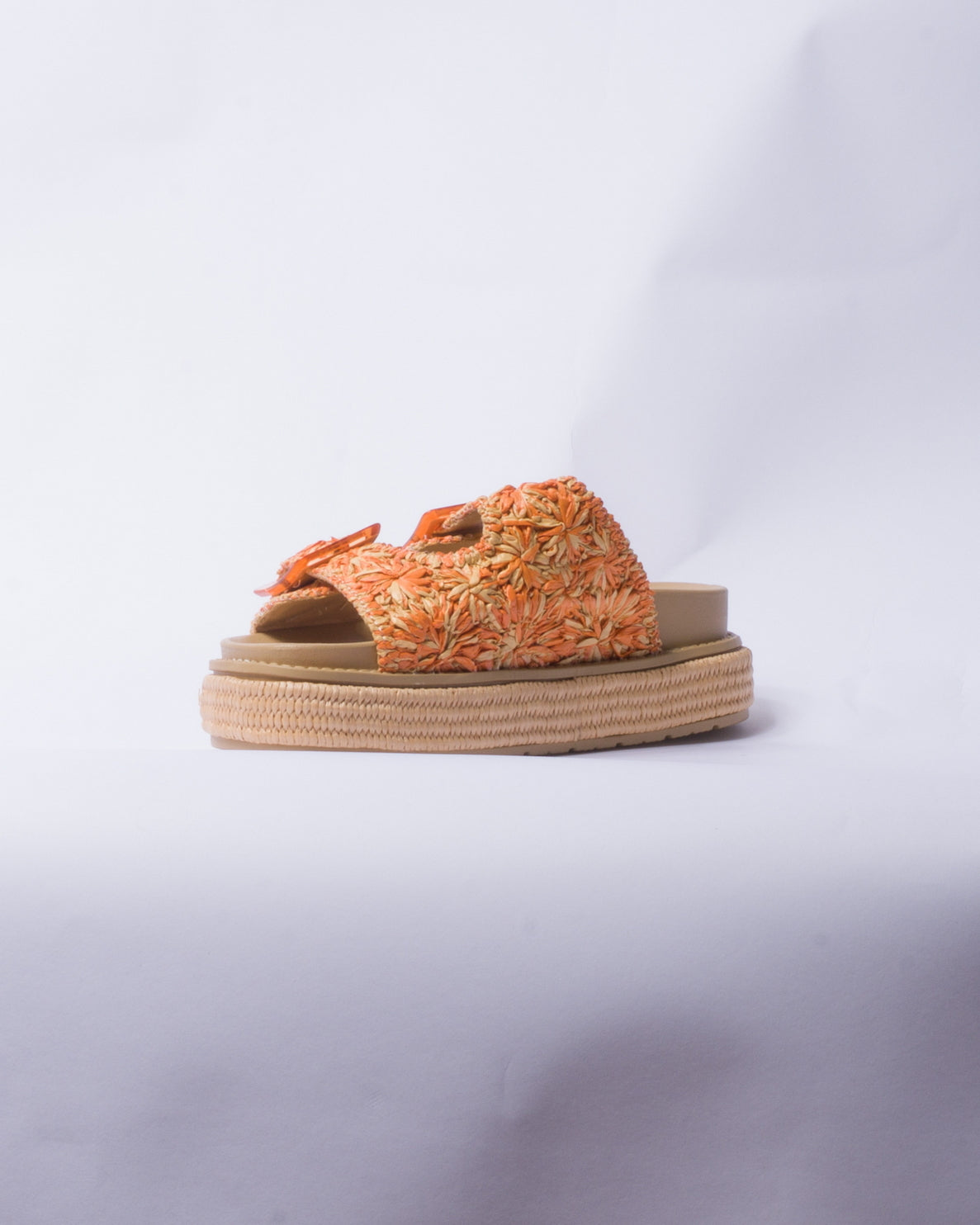 Sandalo con zeppa e doppia fascia - Arancio