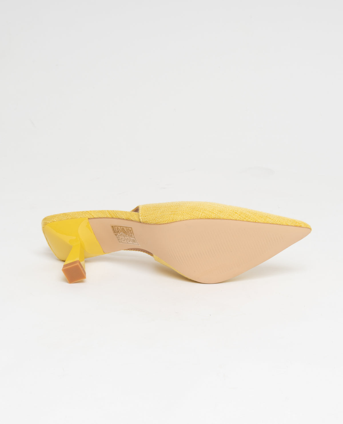 Scarpe a punta slingback in tessuto tacco comodo da 6 cm - giallo