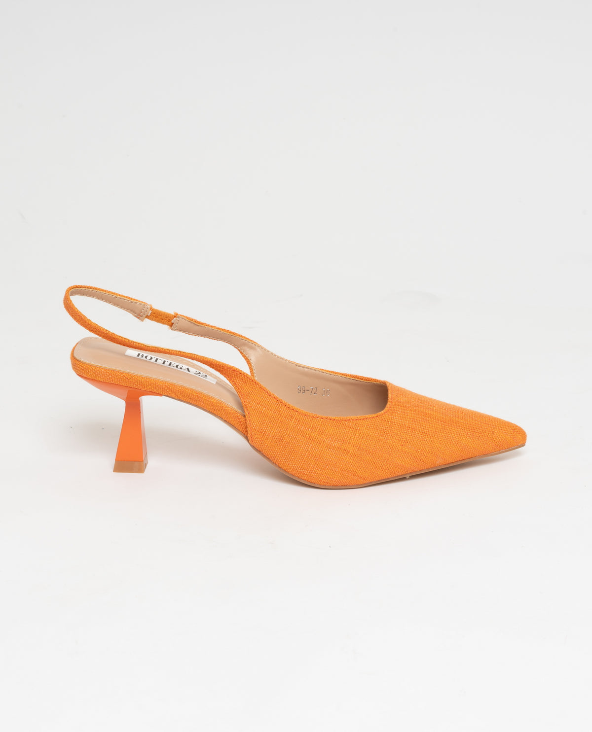 Scarpe a punta slingback in tessuto tacco comodo da 6 cm - arancio