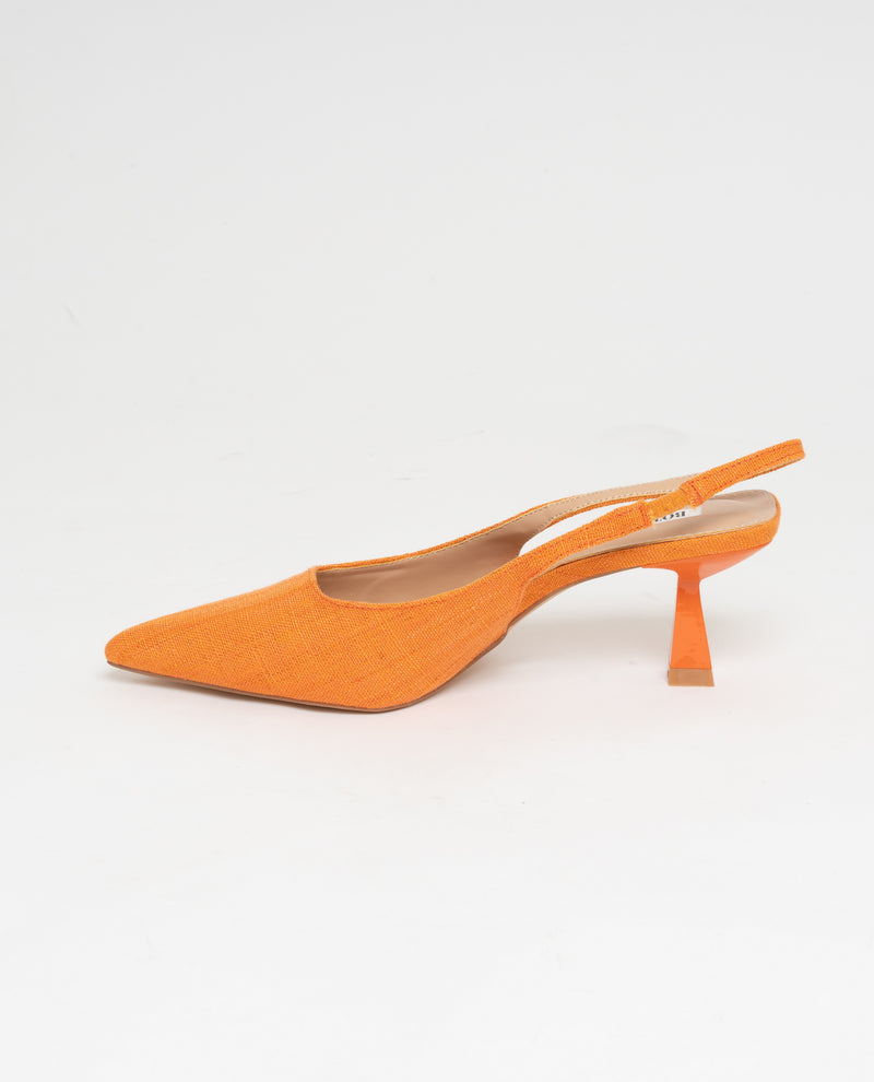 Scarpe a punta slingback in tessuto tacco comodo da 6 cm - arancio