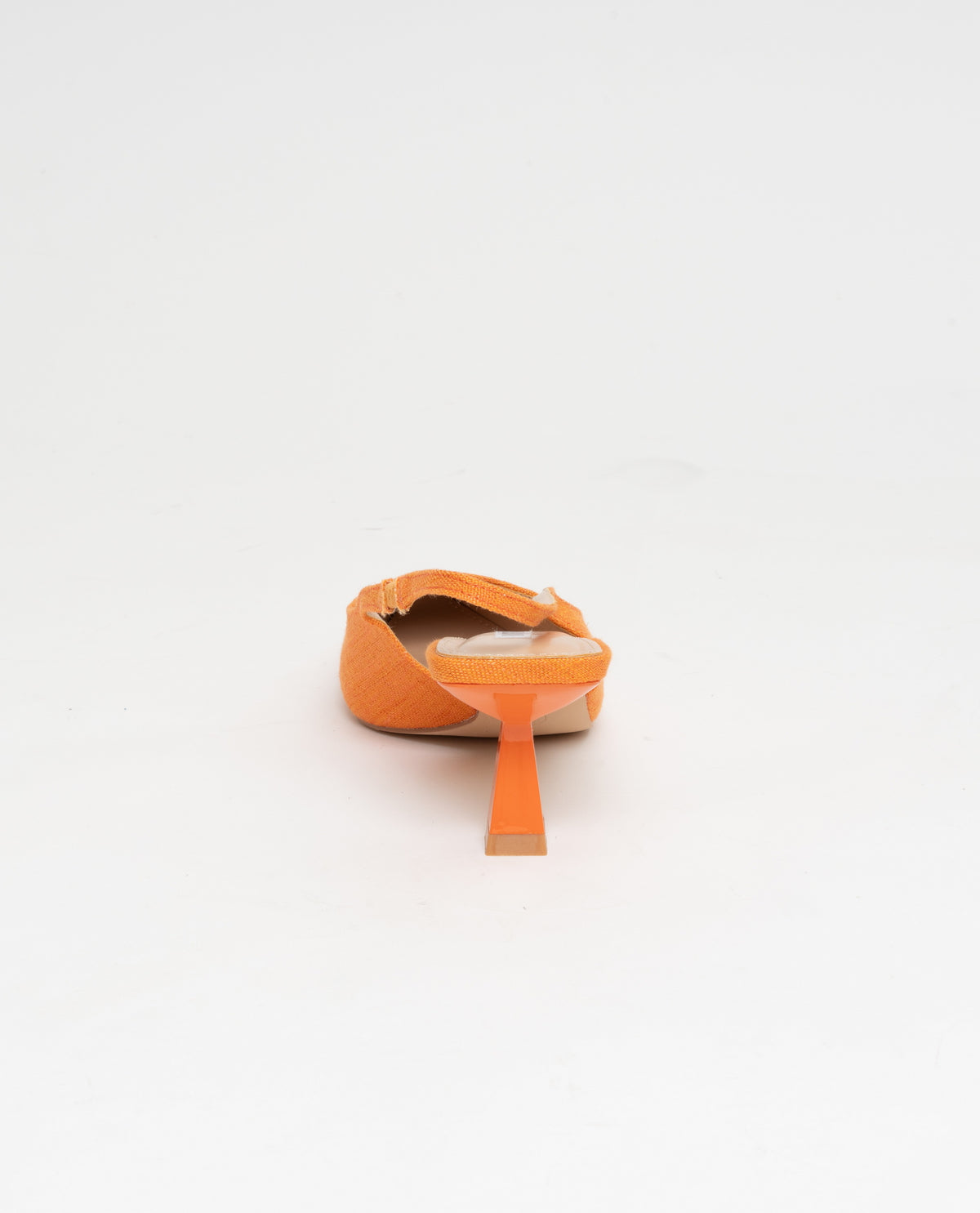 Scarpe a punta slingback in tessuto tacco comodo da 6 cm - arancio