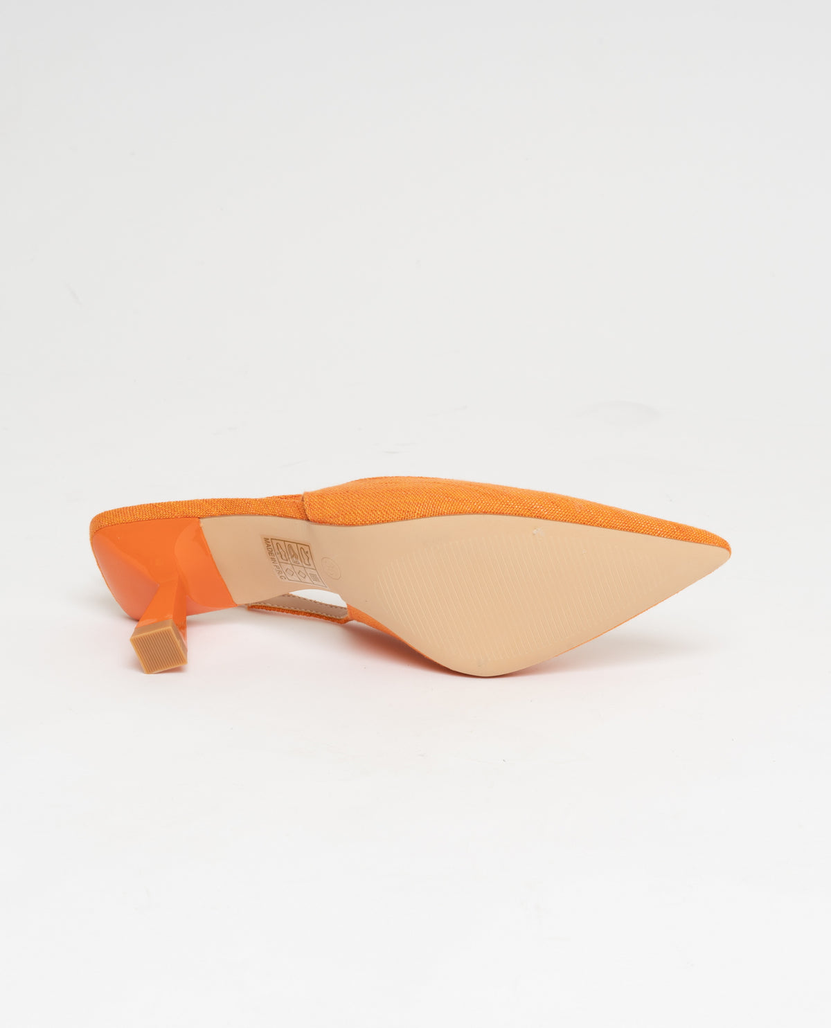 Scarpe a punta slingback in tessuto tacco comodo da 6 cm - arancio