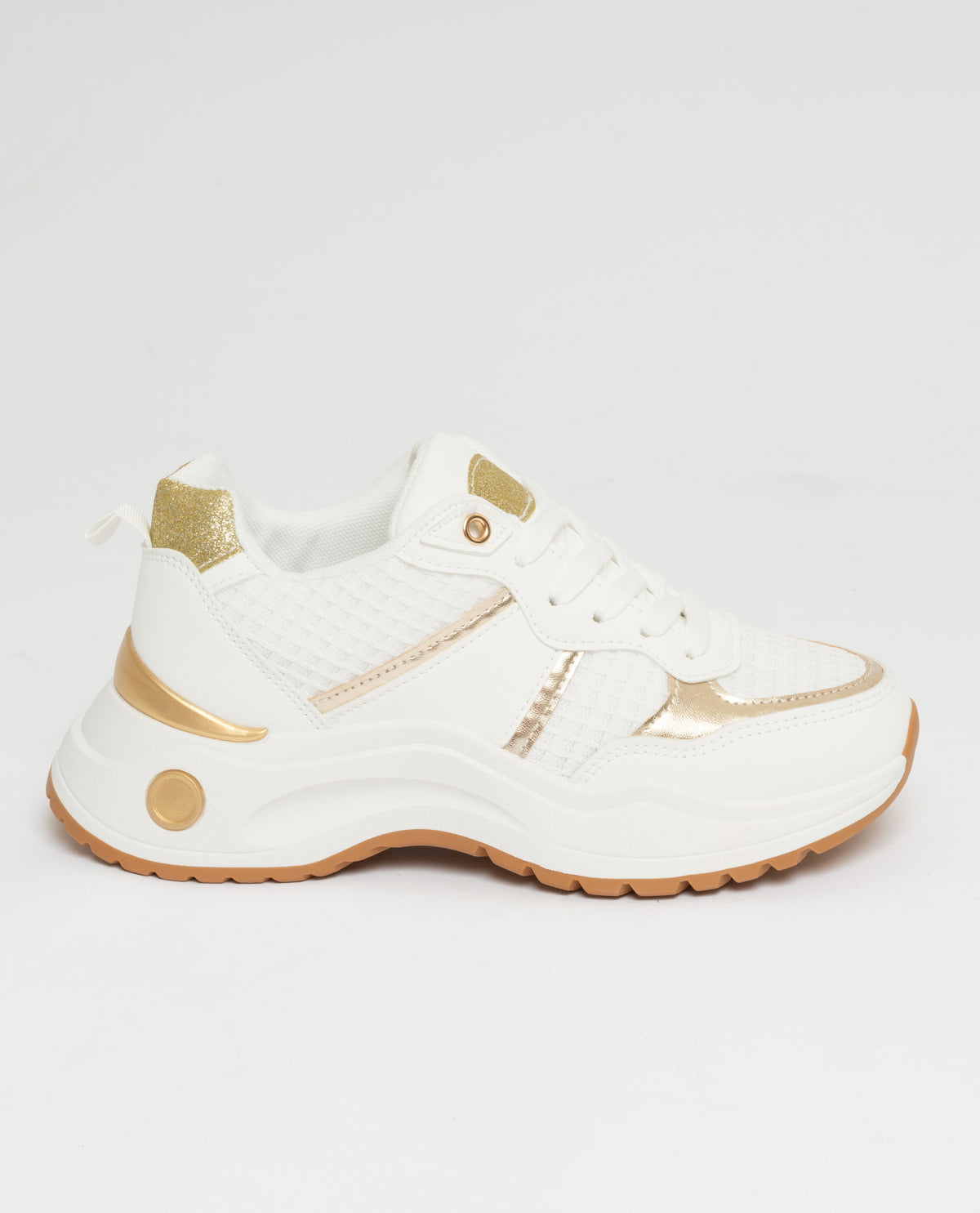 Sneakers allacciate bianche e oro