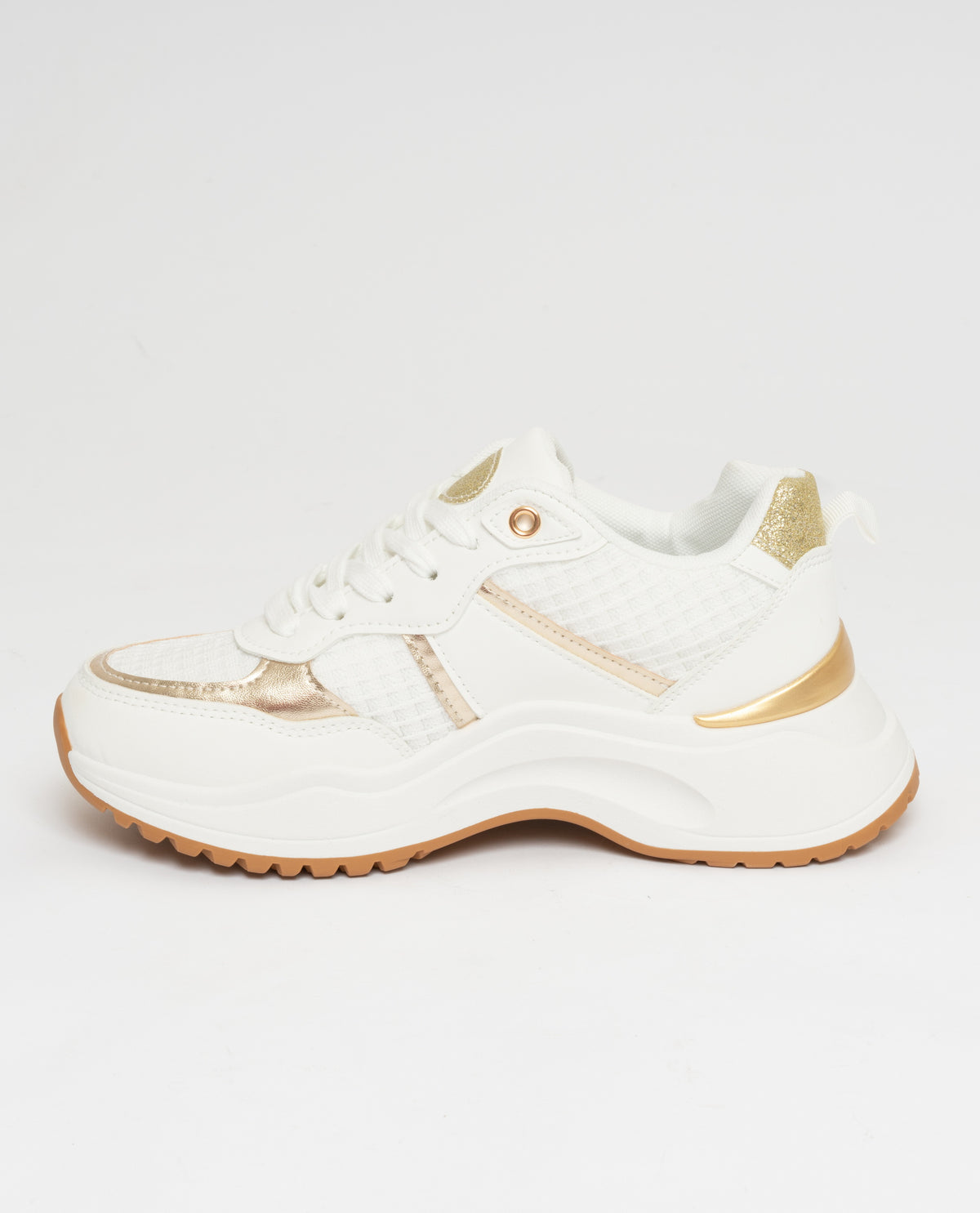 Sneakers allacciate bianche e oro