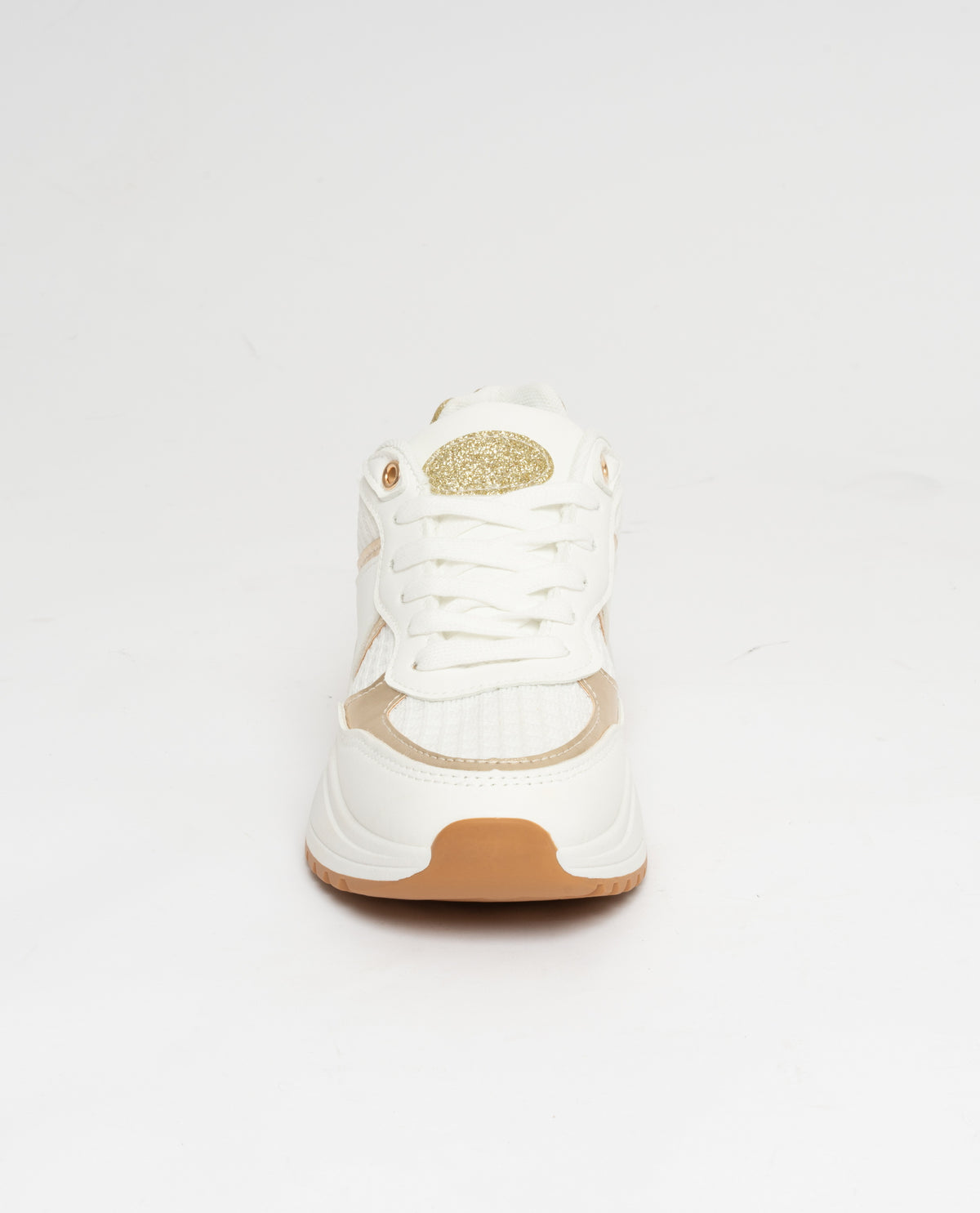 Sneakers allacciate bianche e oro