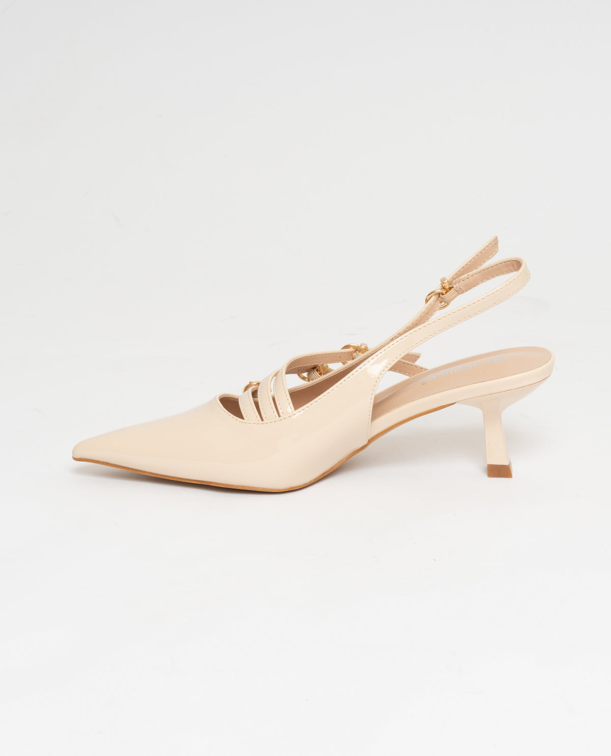 Scarpe donna a punta slingback effetto vernice  - beige