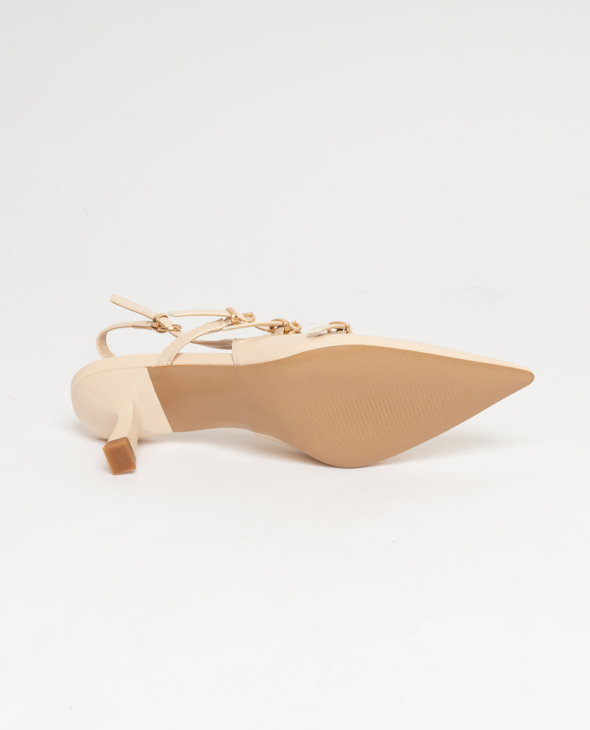 Scarpe donna a punta slingback effetto vernice  - beige