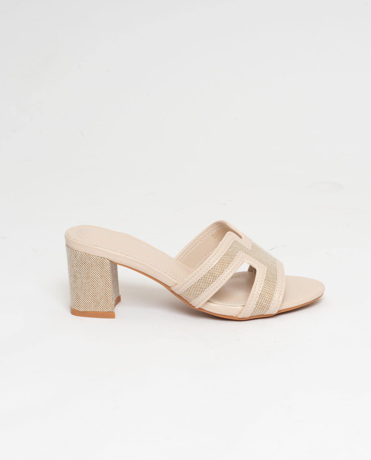 Scarpe donna mule a fascia e tacco quadrato 6cm - beige