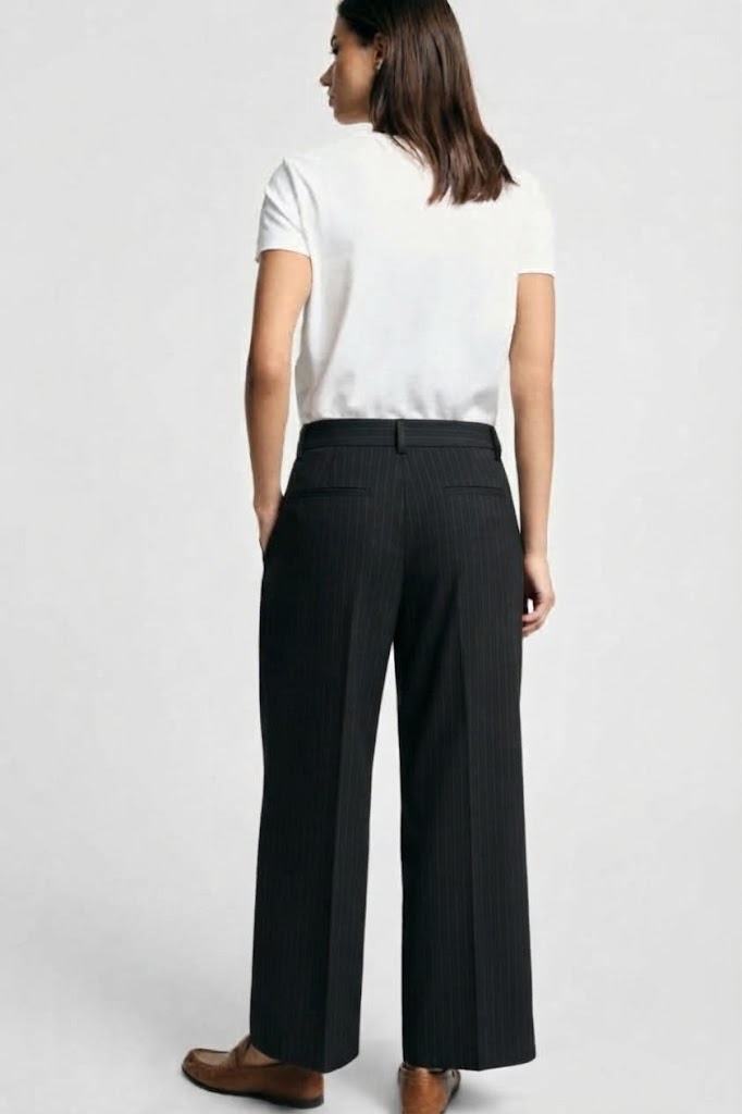 Pantaloni palazzo crop gessati a vita alta Please - Blu