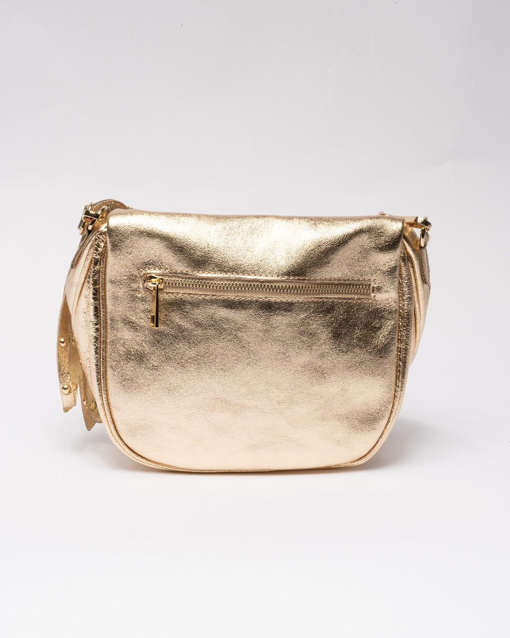 ORO | Borsa in vera pelle con borchie dorate modello marsupio
