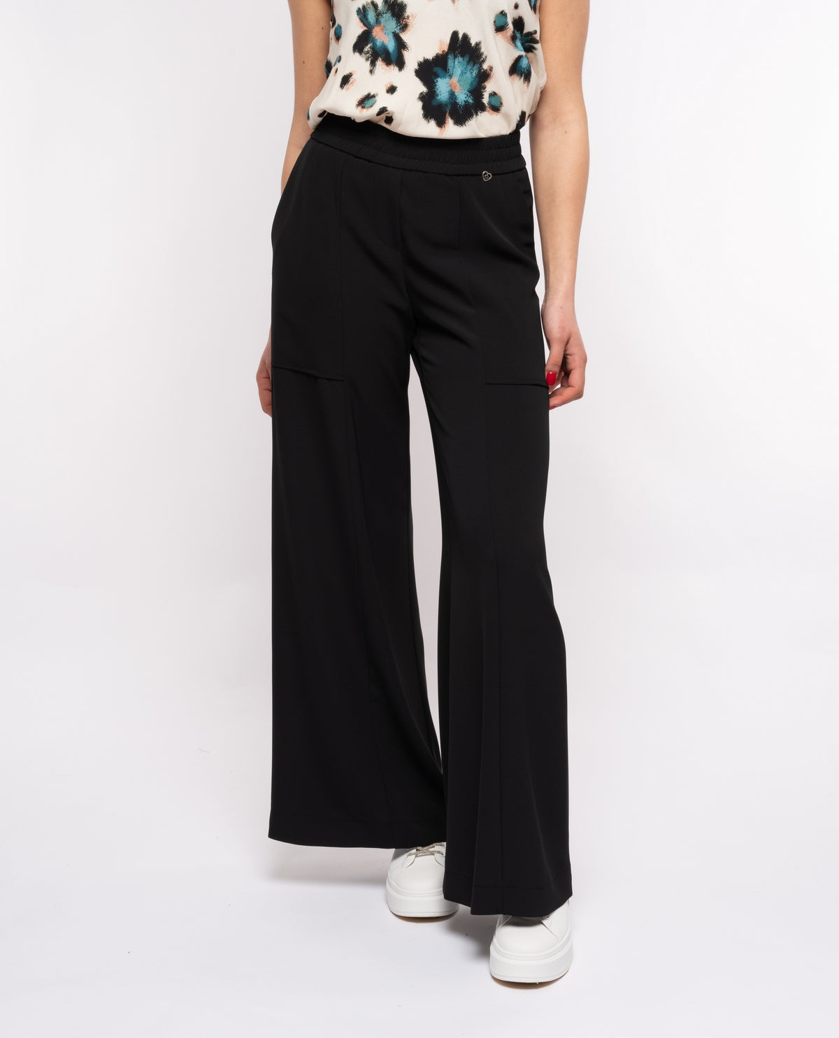 Pantalone palazzo Please fluido con tasche - NERO