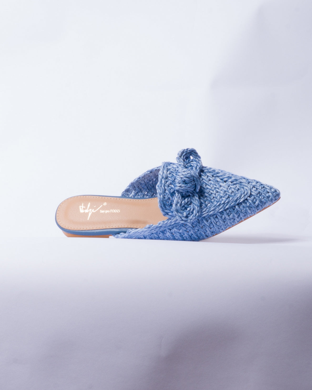 Mule Intrecciata con Fiocco - Azzurra