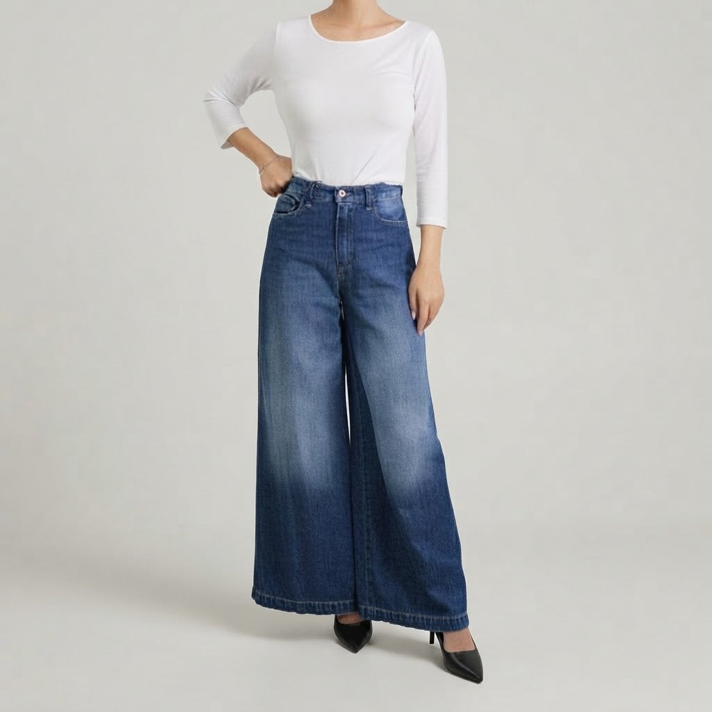 Jeans Palazzo Please  Scuro Lavato - Denim