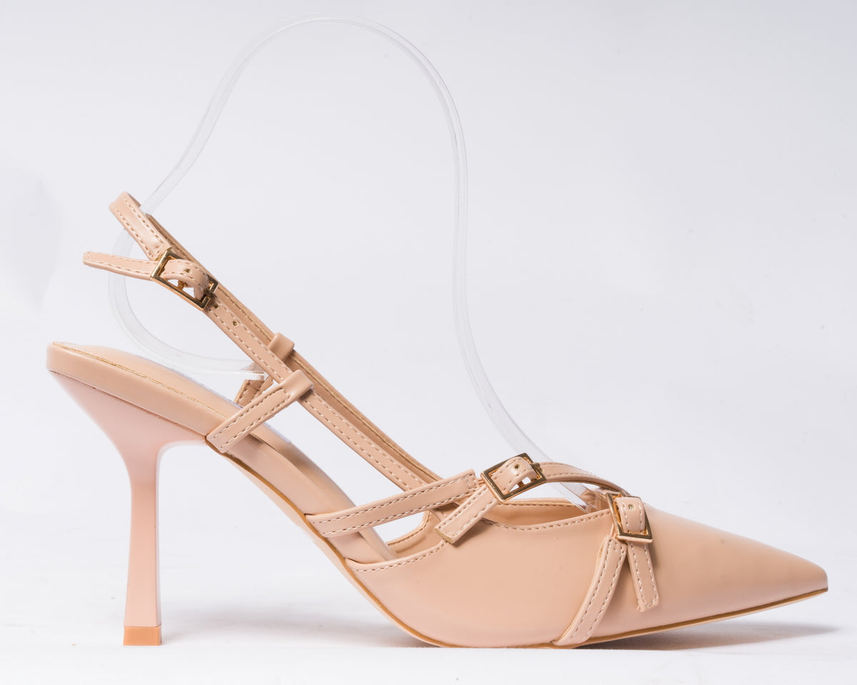 Decolettè slingback in ecopelle - Nude