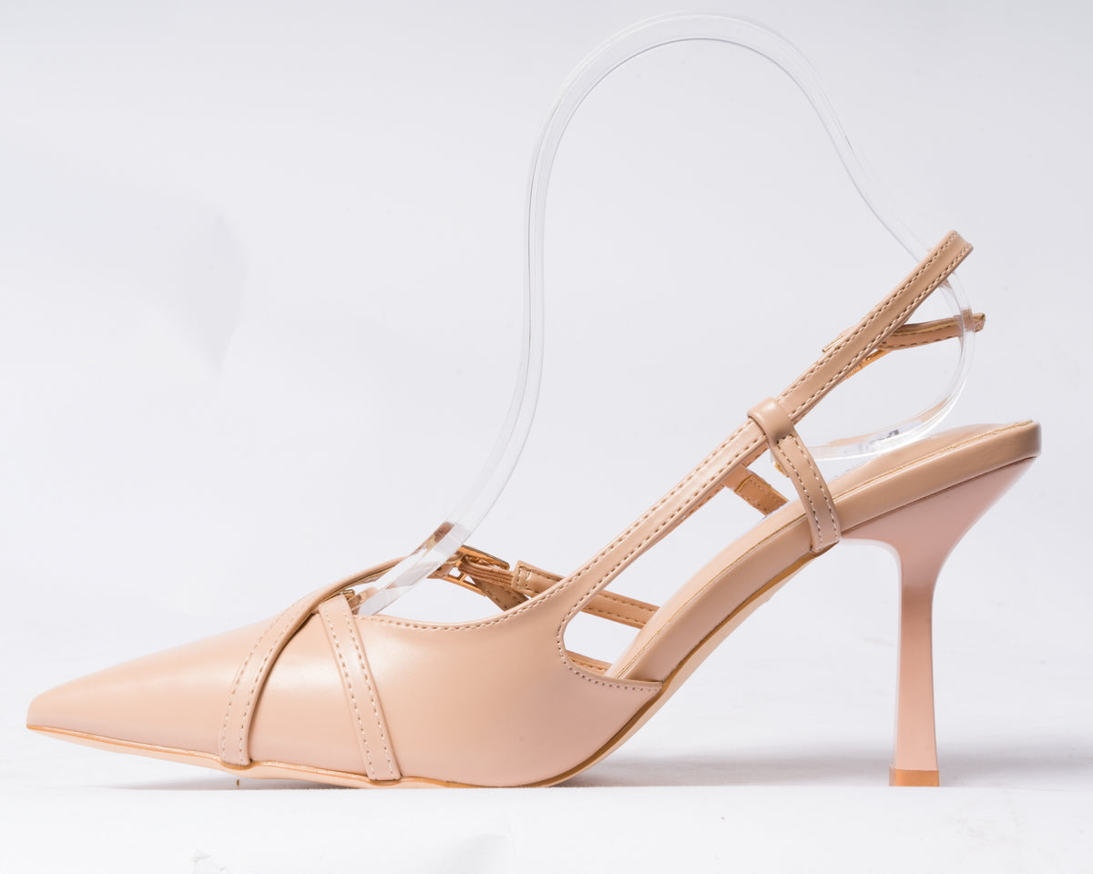 Decolettè slingback in ecopelle - Nude