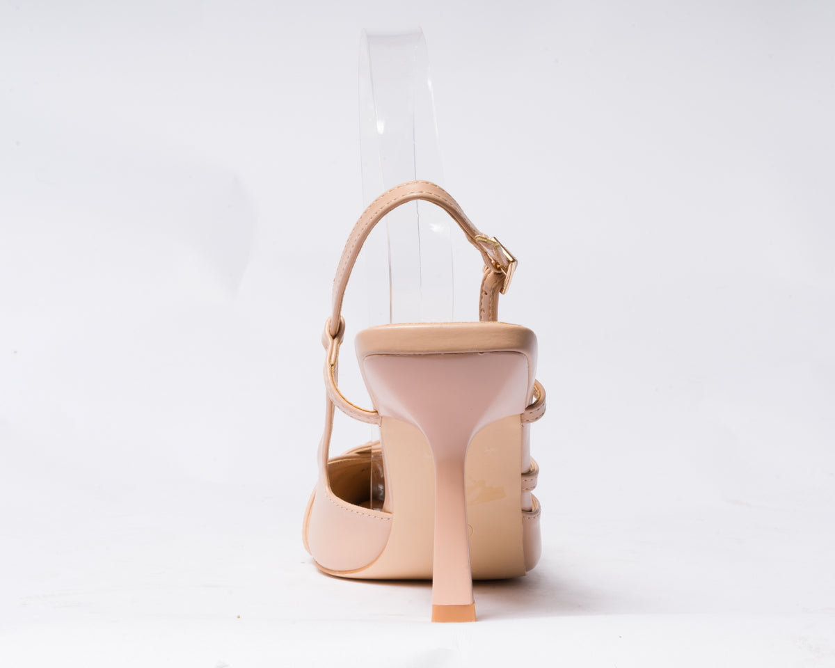 Decolettè slingback in ecopelle - Nude