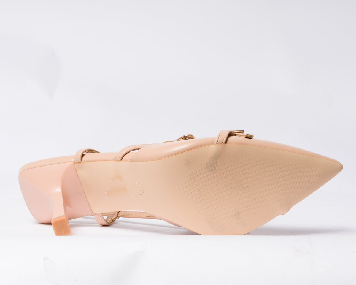 Decolettè slingback in ecopelle - Nude