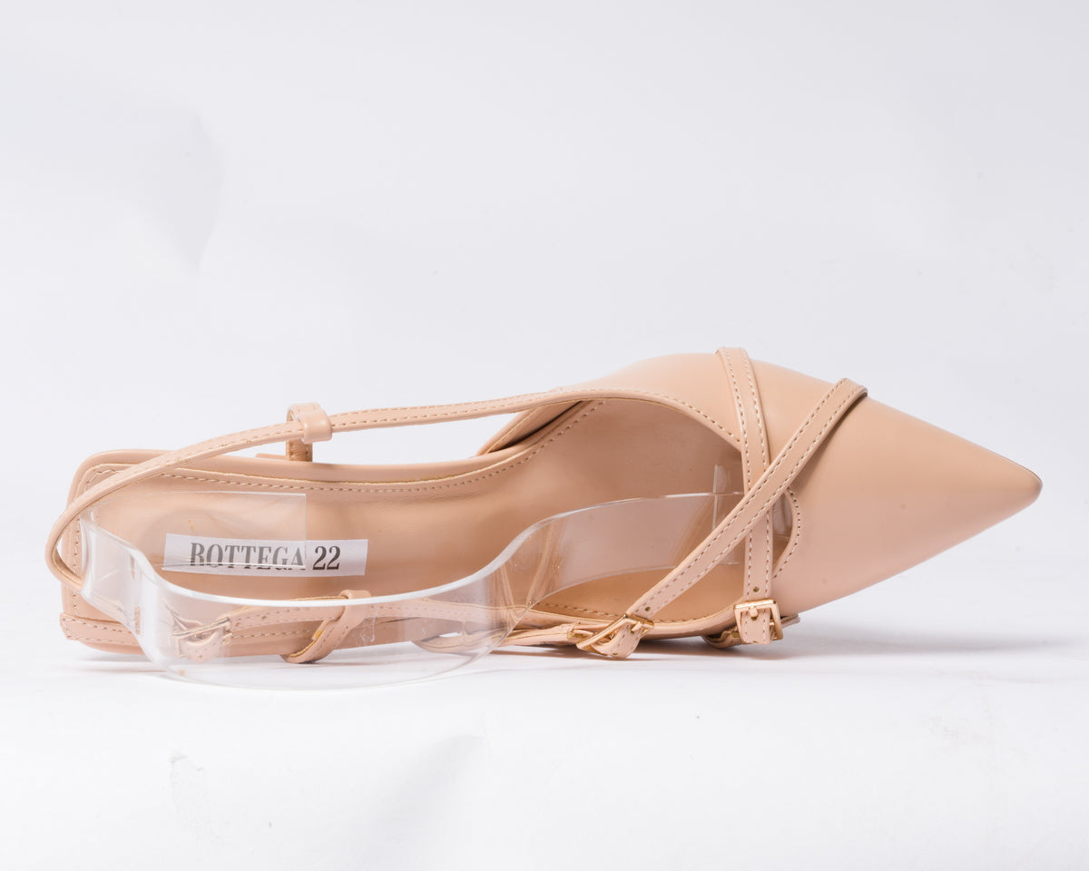 Decolettè slingback in ecopelle - Nude