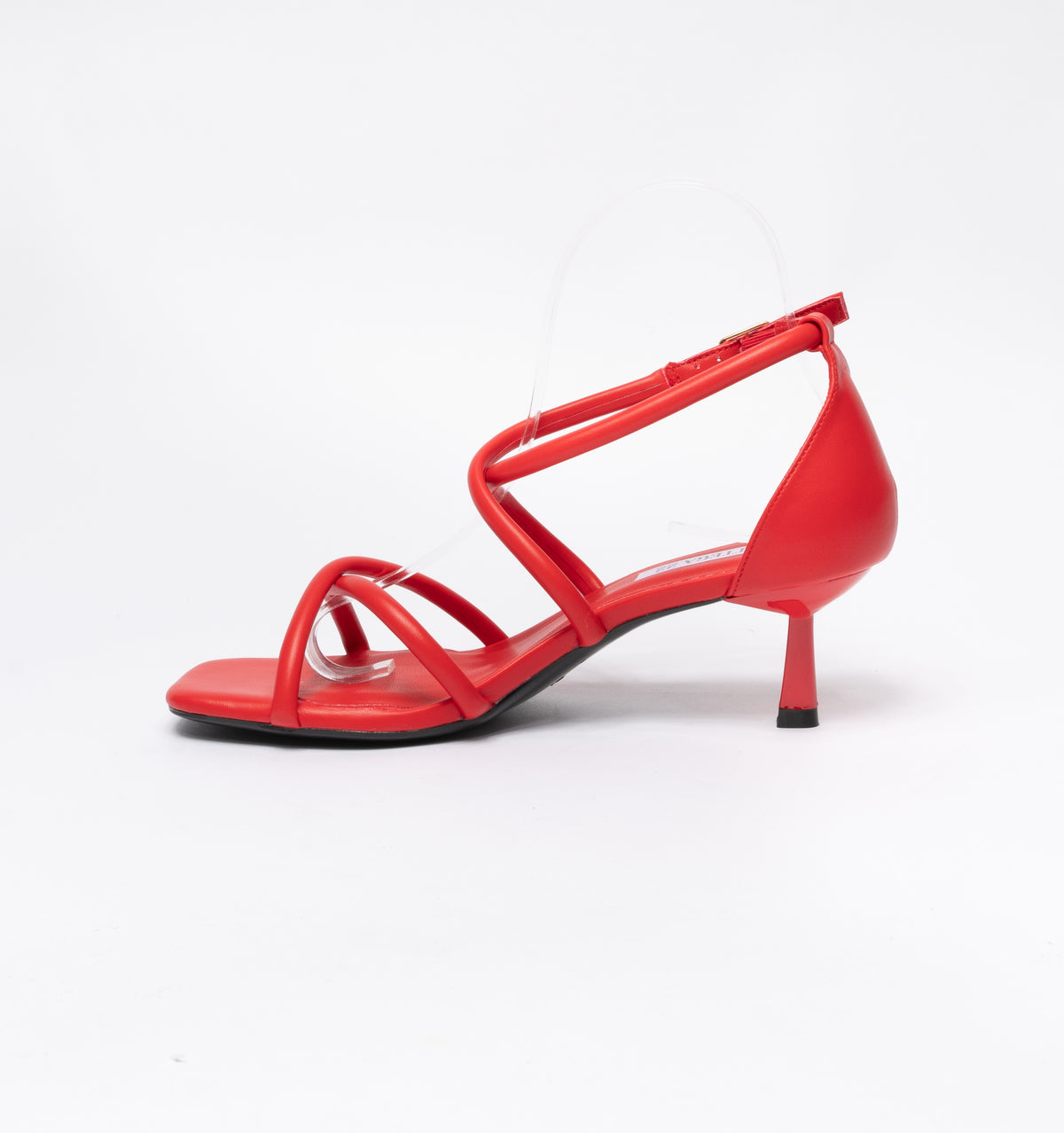 Sandali con fascette  intrecciate in ecopelle-Rosso