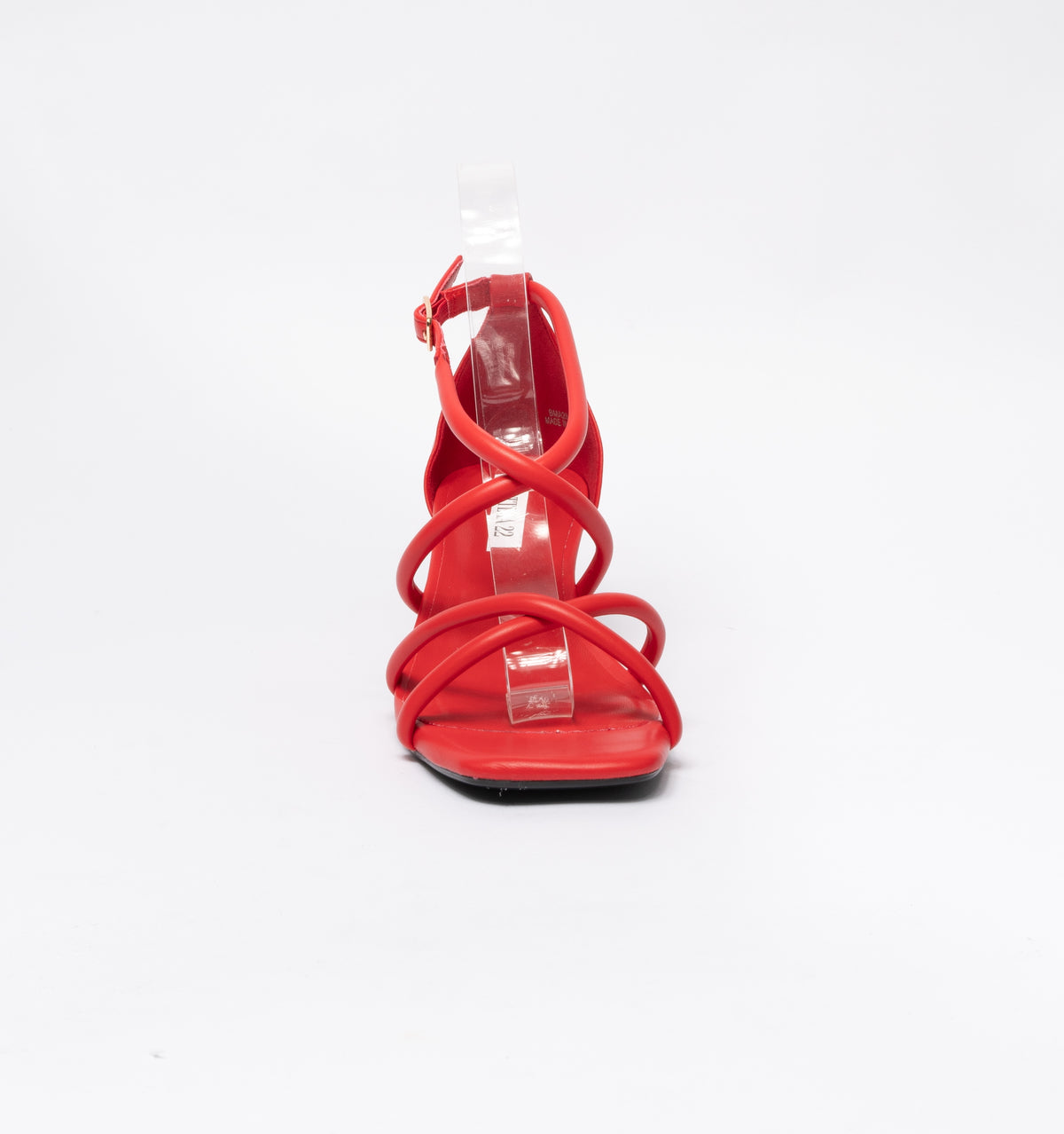 Sandali con fascette  intrecciate in ecopelle-Rosso