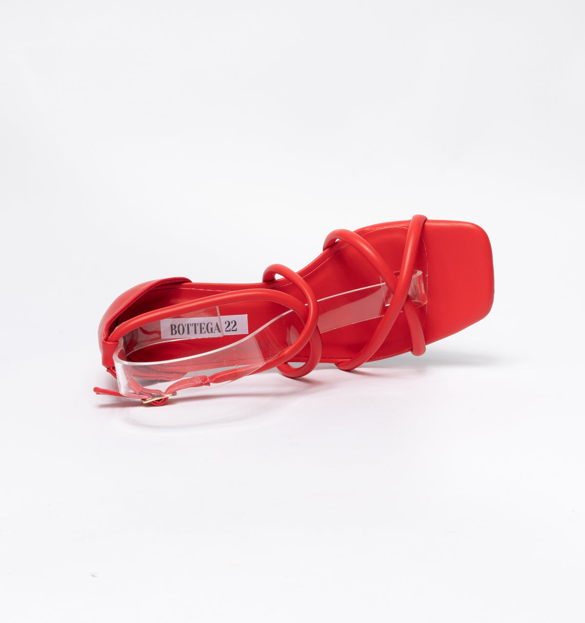 Sandali con fascette  intrecciate in ecopelle-Rosso