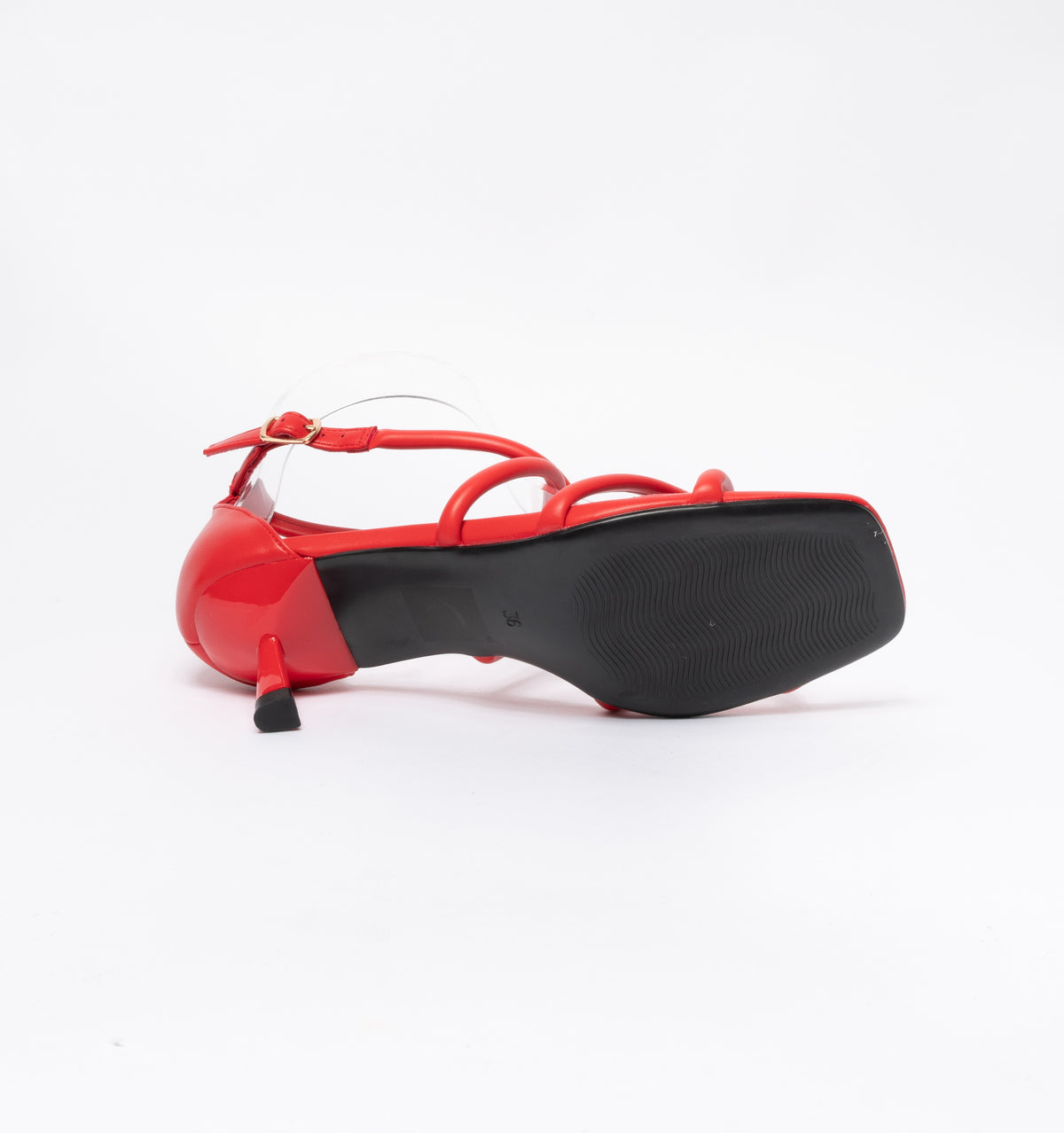 Sandali con fascette  intrecciate in ecopelle-Rosso