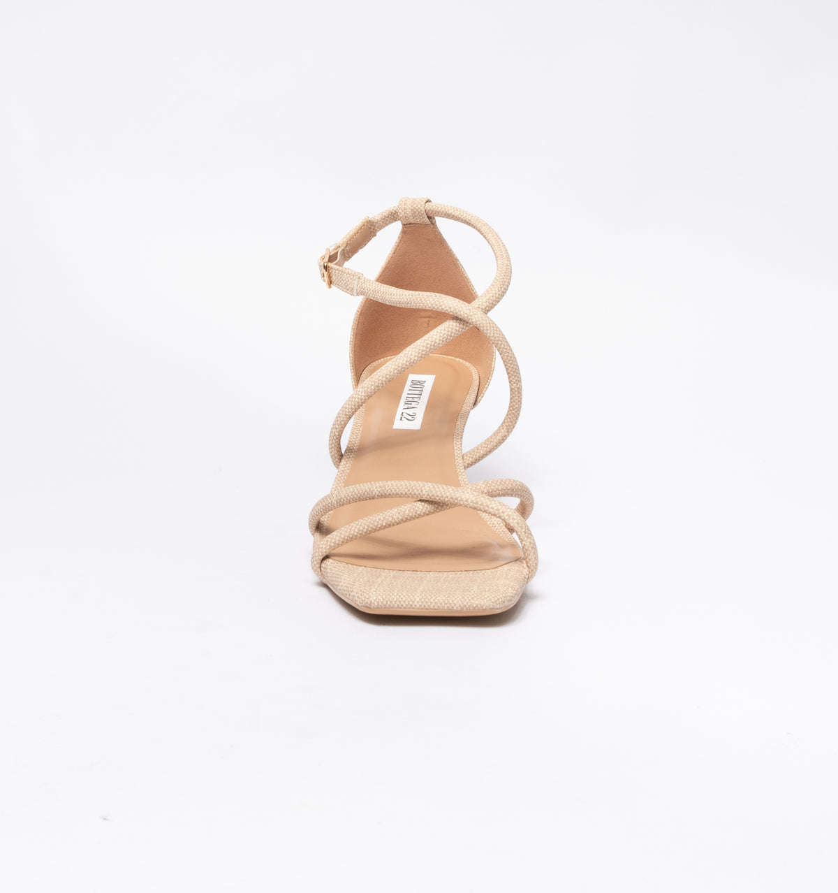 Sandali con fascette intrecciate in ecopelle-Beige