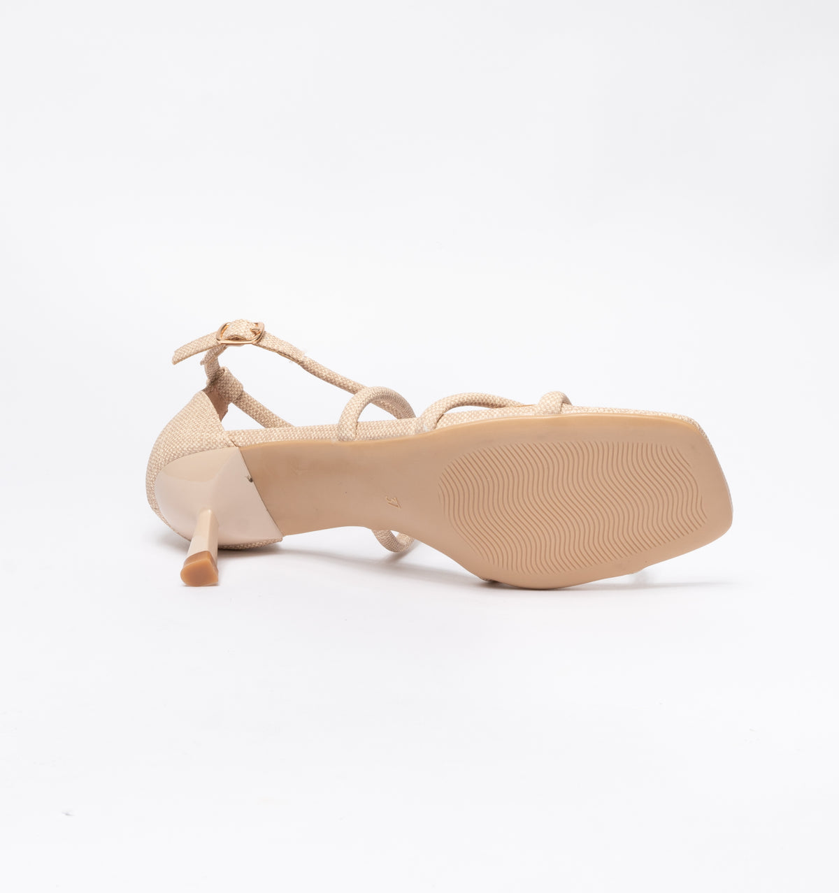 Sandali con fascette intrecciate in ecopelle-Beige